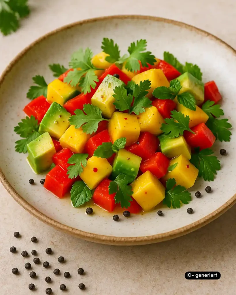 Avocado-Mango-Salat mit Honig-Limetten-Dressing Kopie
