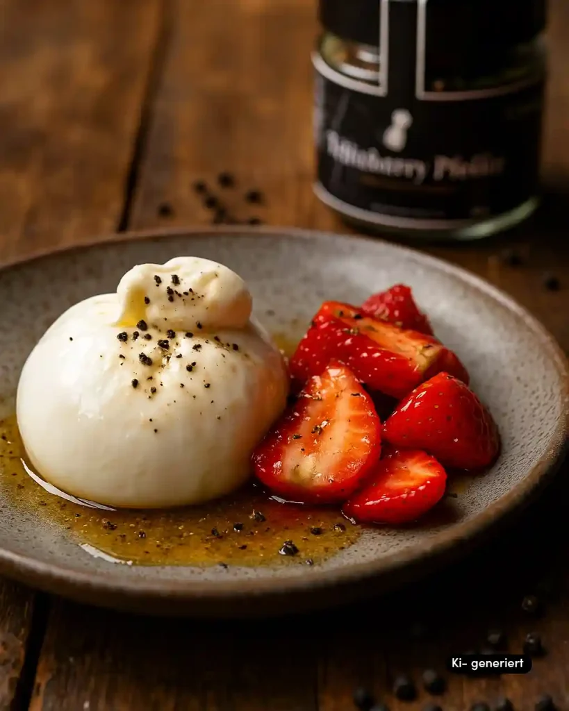 Burrata mit Erdbeeren & Pfefferhonig Kopie