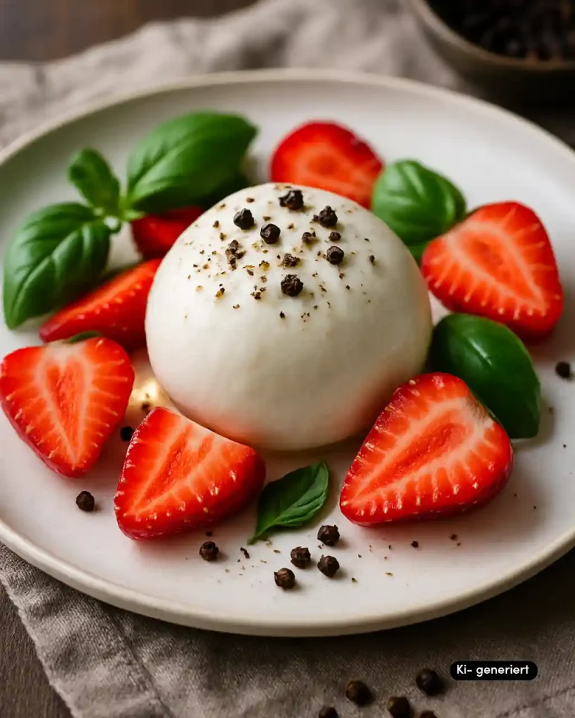 Burrata mit Erdbeeren & fermentiertem Pfeffer Kopie