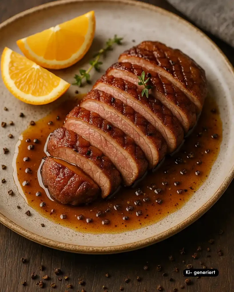 Entenbrust mit Orangen-Mandarinenpfeffer-Sauce Kopie