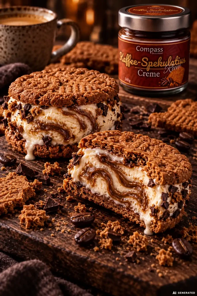 Kaffee-Spekulatius-Eis-Sandwich