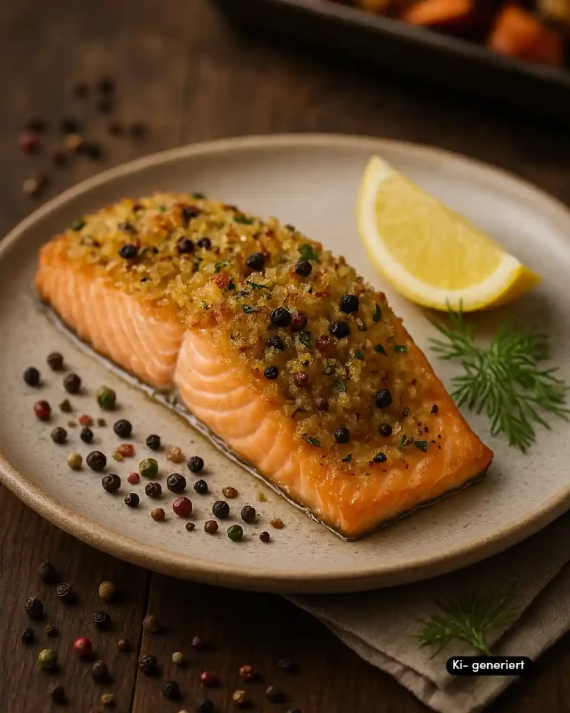 Lachs mit Zitronen-Königspfeffer-Kruste Kopie