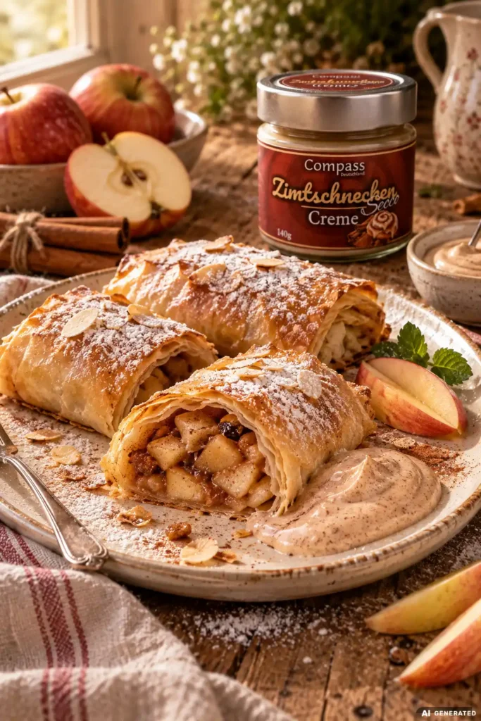 Mini-Apfelstrudel mit Zimtschnecken Secco Creme