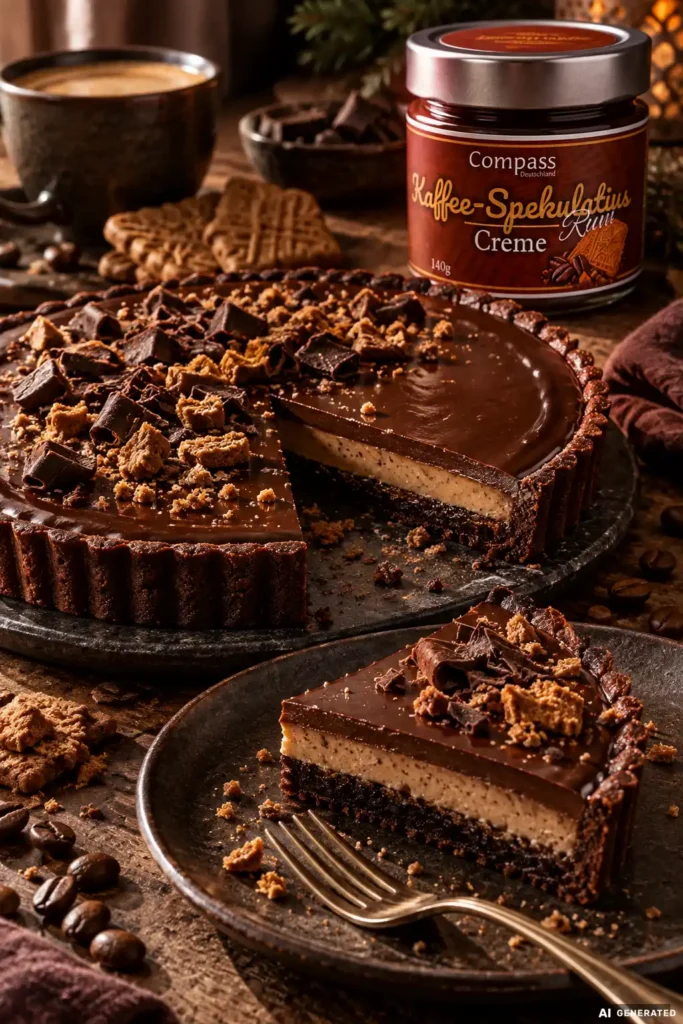 Schokoladen-Rum-Tarte mit Kaffee-Spekulatius