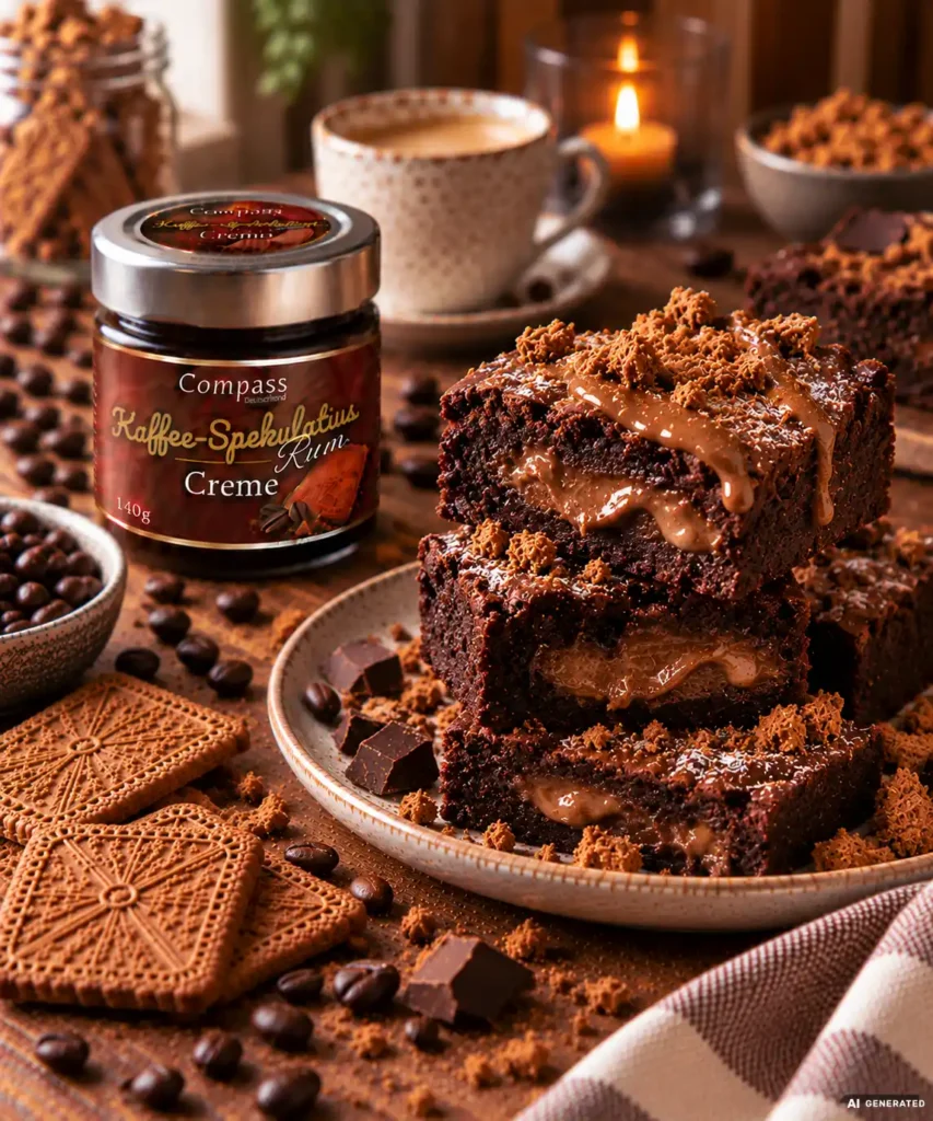 Schokoladen-Brownies mit Kaffee-Spekulatius-Creme