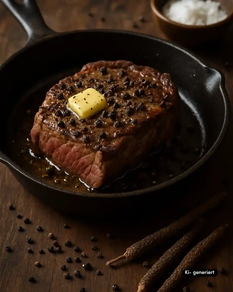 Steak au Poivre mit Langen Pfeffer Kopie