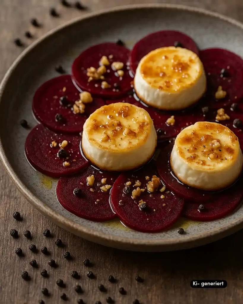 Ziegenkäse-Taler auf Rote-Bete-Carpaccio Kopie